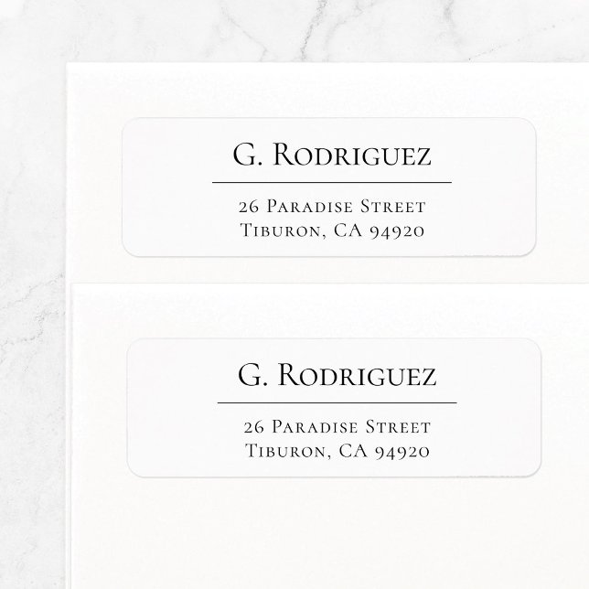 Stylish Elegant Line 05b. Return Address (Simple, basic return address label features elegant, sophisticated serif typeface with fine line.)