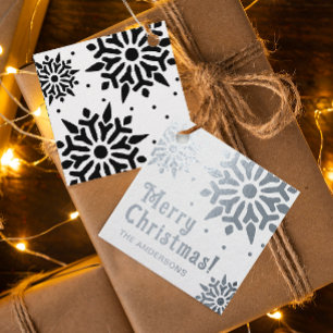 Stylish Elegant Merry Christmas Foil Snowflake  Favour Tags
