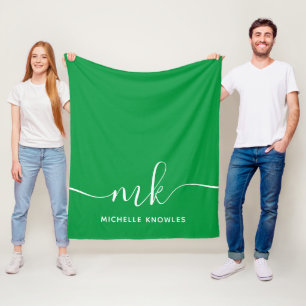 Stylish Elegant Minimalist Monogram and Name Fleece Blanket