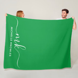 Stylish Elegant Minimalist Monogram and Name Fleece Blanket