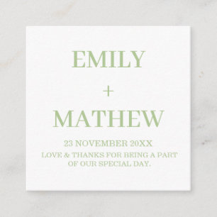 STYLISH ELEGANT MODERN CUSTOM NAME WEDDING WHITE ENCLOSURE CARD