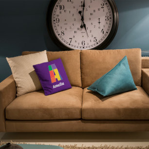 Stylish elegant monogram  colourful letter  throw pillow