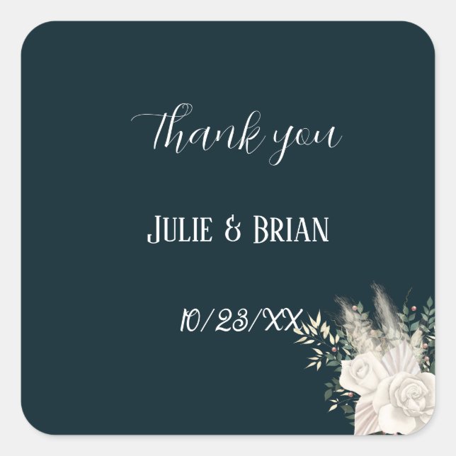 Stylish Elegant Navy White Flower Sticker (Front)