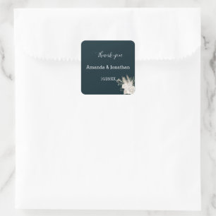 Stylish Elegant Navy White Flower Wedding Sticker