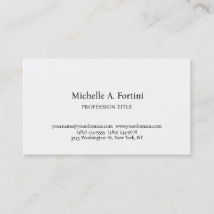 Stylish Elegant Plain Simple White Minimalist Business Card