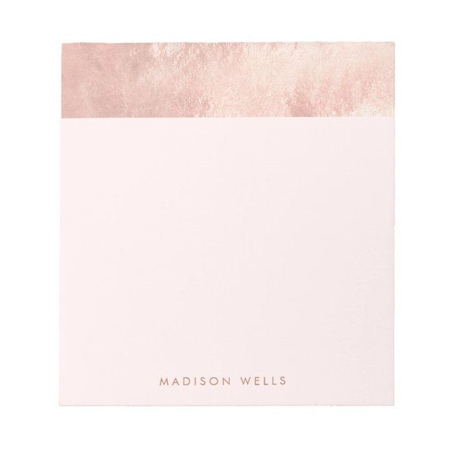 Stylish Elegant Rose Gold Pink Notepad (Front)