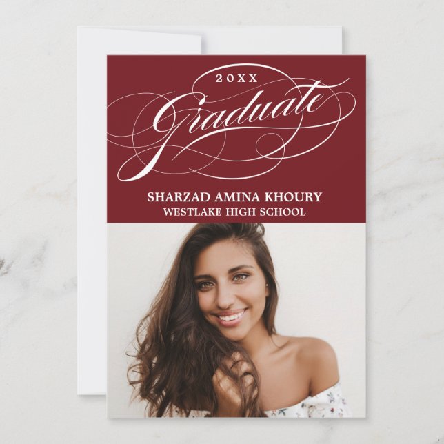 STYLISH ELEGANT SCRIPT 2 GRADUATE PARTY INVITATION (Front)