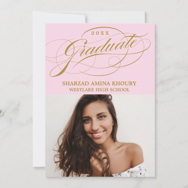 STYLISH ELEGANT SCRIPT 2 GRADUATE PARTY INVITATION (Front)