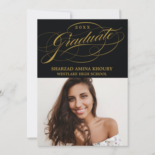 STYLISH ELEGANT SCRIPT 2 GRADUATE PARTY INVITATION (Front)
