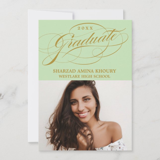 STYLISH ELEGANT SCRIPT 2 GRADUATE PARTY INVITATION (Front)