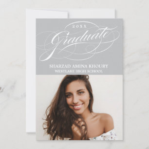 STYLISH ELEGANT SCRIPT 2 GRADUATE PARTY INVITATION