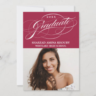 STYLISH ELEGANT SCRIPT 2 GRADUATE PARTY INVITATION