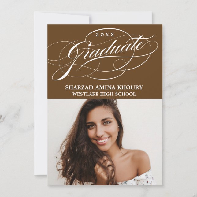 STYLISH ELEGANT SCRIPT 2 GRADUATE PARTY INVITATION (Front)