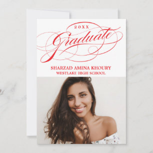 STYLISH ELEGANT SCRIPT 2 GRADUATE PARTY INVITATION