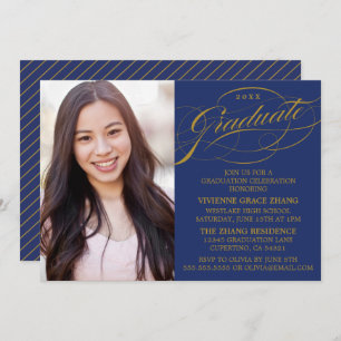 STYLISH ELEGANT SCRIPT GRADUATE PARTY INVITATION