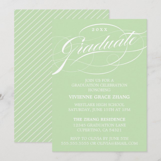 STYLISH ELEGANT SCRIPT GRADUATE PARTY INVITATION (Front/Back)