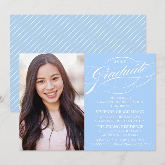 STYLISH ELEGANT SCRIPT GRADUATE PARTY INVITATION (Front/Back)