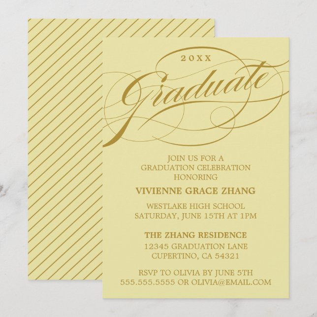 STYLISH ELEGANT SCRIPT GRADUATE PARTY INVITATION (Front/Back)