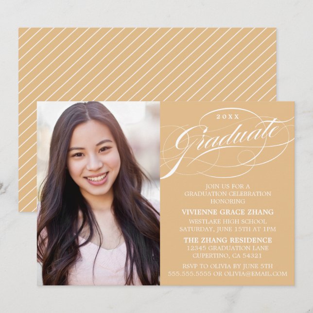 STYLISH ELEGANT SCRIPT GRADUATE PARTY INVITATION (Front/Back)