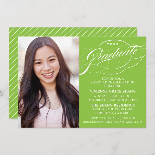 STYLISH ELEGANT SCRIPT GRADUATE PARTY INVITATION (Front/Back)