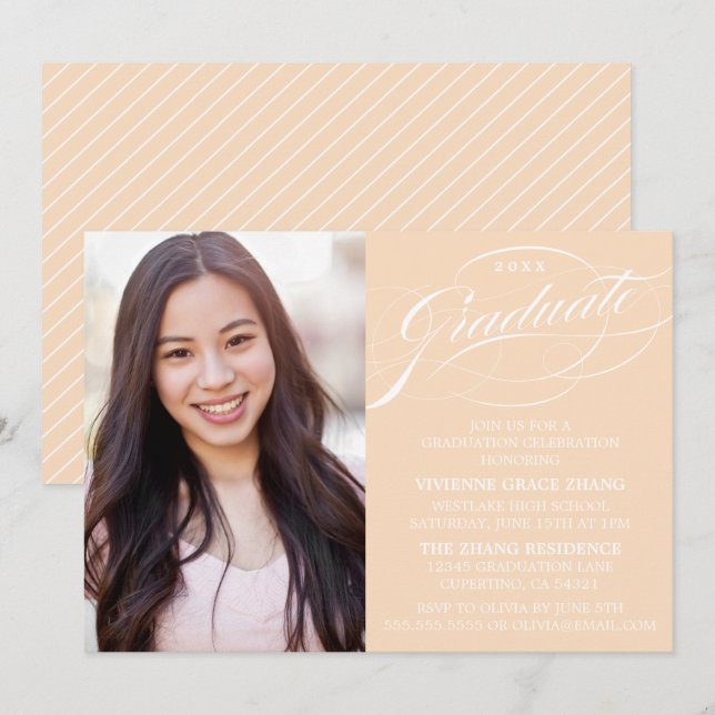 STYLISH ELEGANT SCRIPT GRADUATE PARTY INVITATION (Front/Back)