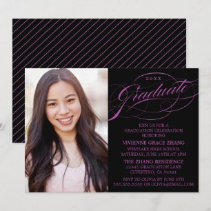 STYLISH ELEGANT SCRIPT GRADUATE PARTY INVITATION