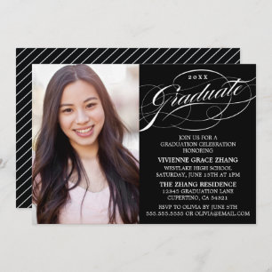STYLISH ELEGANT SCRIPT GRADUATE PARTY INVITATION
