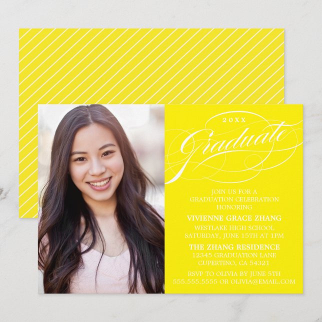 STYLISH ELEGANT SCRIPT GRADUATE PARTY INVITATION (Front/Back)