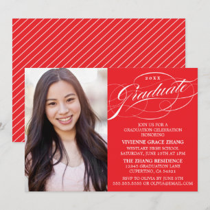 STYLISH ELEGANT SCRIPT GRADUATE PARTY INVITATION