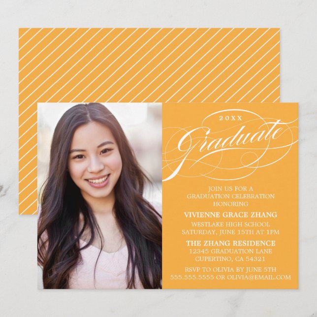 STYLISH ELEGANT SCRIPT GRADUATE PARTY INVITATION (Front/Back)