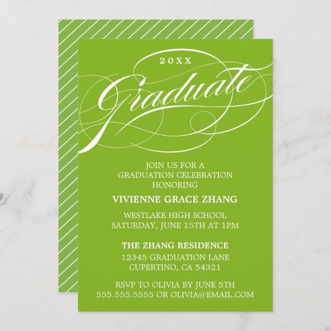 STYLISH ELEGANT SCRIPT GRADUATE PARTY INVITATION (Front/Back)