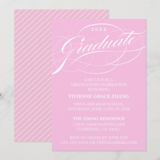 STYLISH ELEGANT SCRIPT GRADUATE PARTY INVITATION (Front/Back)
