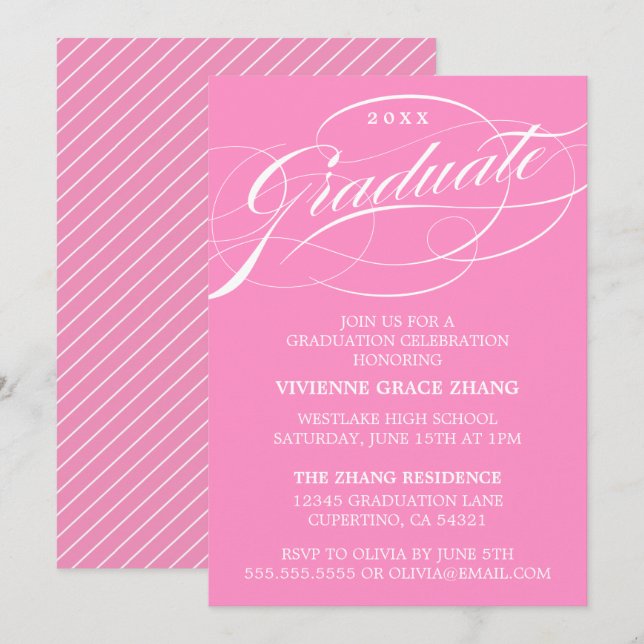 STYLISH ELEGANT SCRIPT GRADUATE PARTY INVITATION (Front/Back)