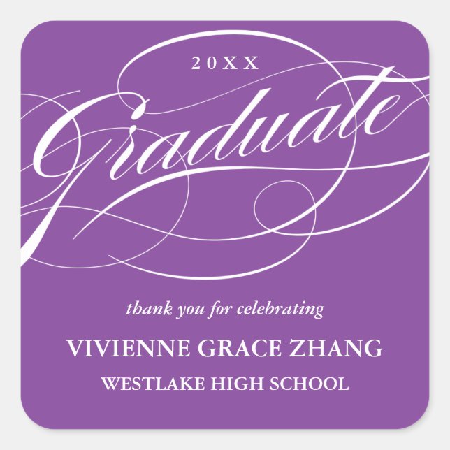 STYLISH ELEGANT SCRIPT GRADUATE THANK YOU STICKER (Front)