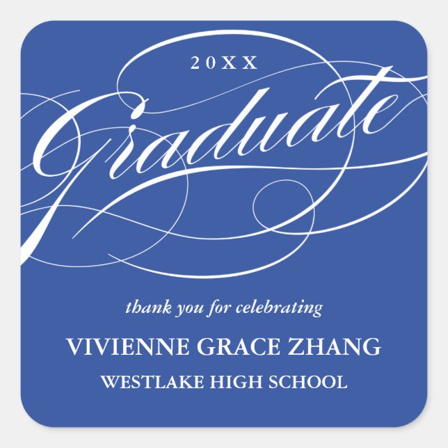 STYLISH ELEGANT SCRIPT GRADUATE THANK YOU STICKER (Front)