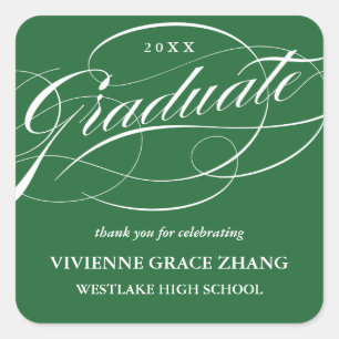 STYLISH ELEGANT SCRIPT GRADUATE THANK YOU STICKER