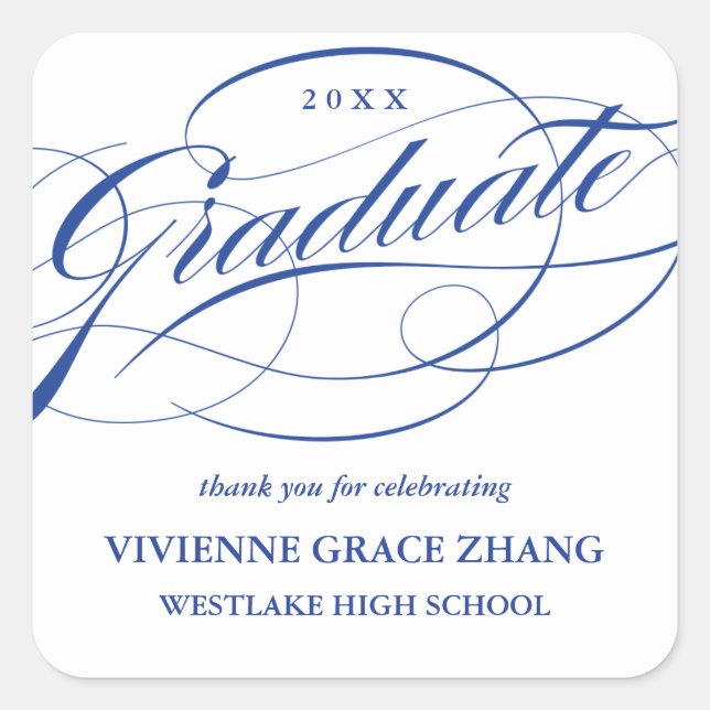 STYLISH ELEGANT SCRIPT GRADUATE THANK YOU STICKER (Front)