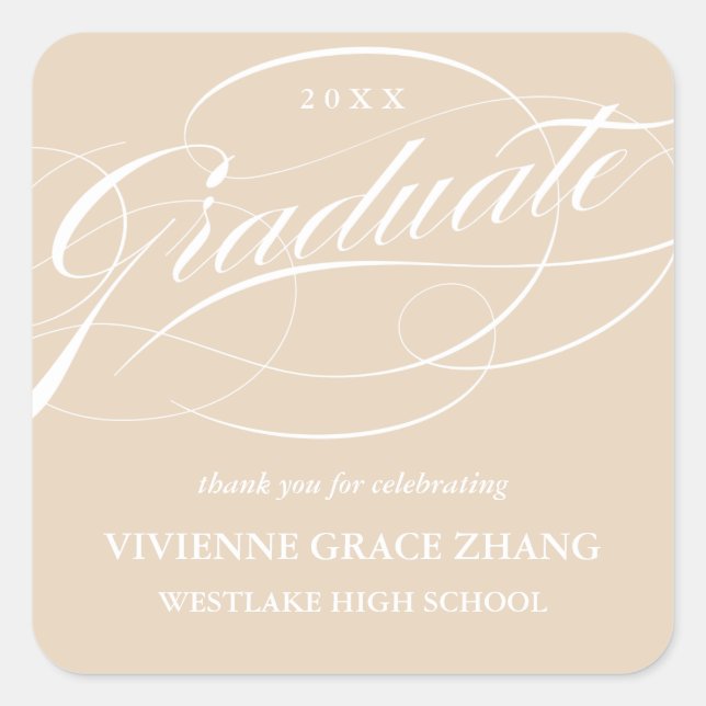 STYLISH ELEGANT SCRIPT GRADUATE THANK YOU STICKER (Front)