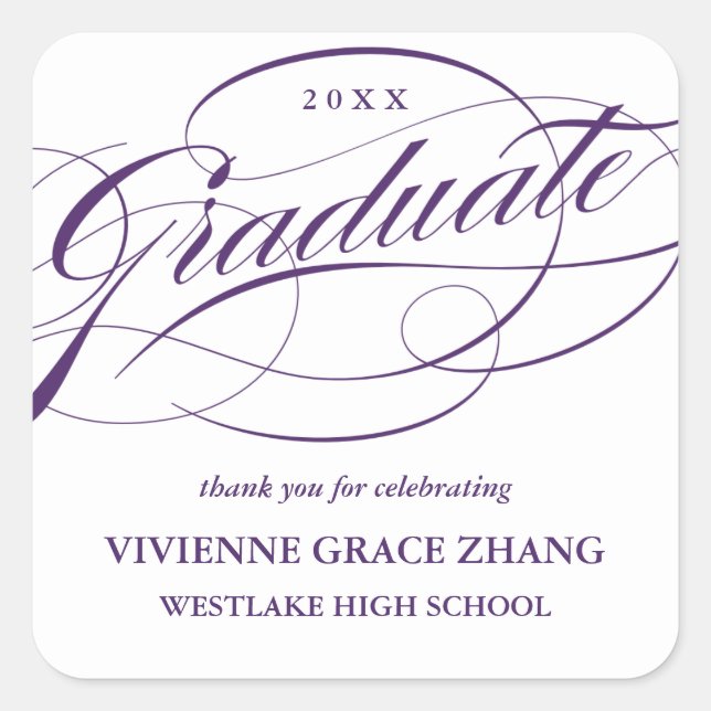 STYLISH ELEGANT SCRIPT GRADUATE THANK YOU STICKER (Front)
