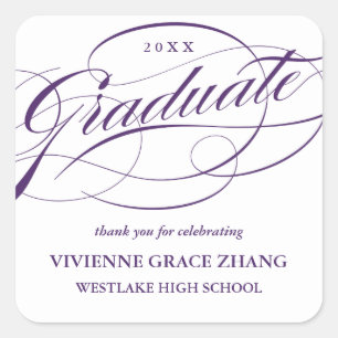 STYLISH ELEGANT SCRIPT GRADUATE THANK YOU STICKER