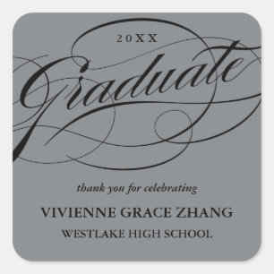 STYLISH ELEGANT SCRIPT GRADUATE THANK YOU STICKER