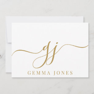 Stylish Elegant Script Initial Gold Monogram Card