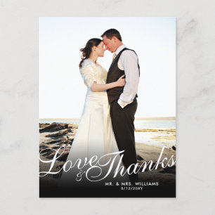 Stylish Elegant Script Modern Love Thanks Postcard