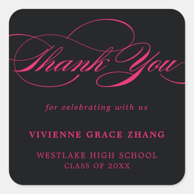 STYLISH ELEGANT SCRIPT THANK YOU STICKER (Front)