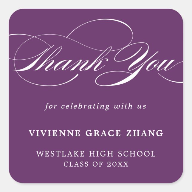 STYLISH ELEGANT SCRIPT THANK YOU STICKER (Front)