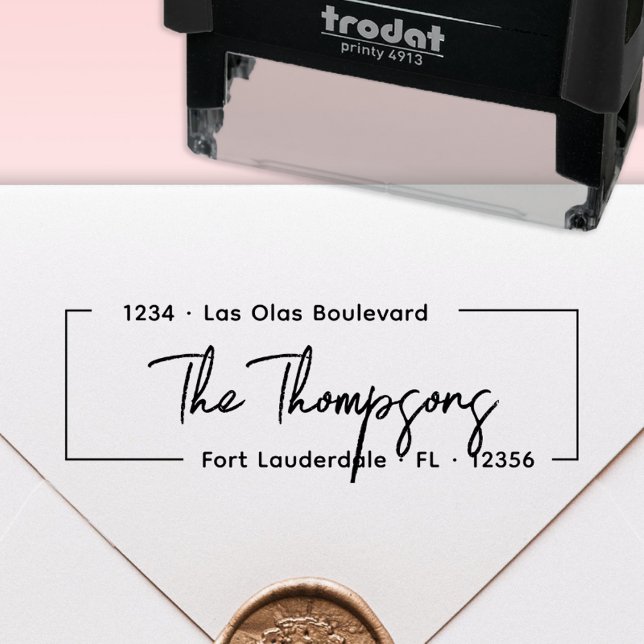 Stylish Elegant Signature Family Return Address Self-inking Stamp (Creator Uploaded)