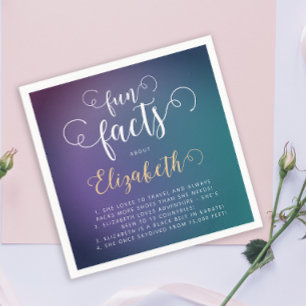 Stylish Elegant Turquoise Gradient Fun Facts Lady  Napkin