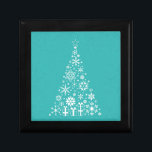 Stylish elegant white and teal Christmas tree Gift Box<br><div class="desc">A stylish and elegant design for Christmas featuring a simple,  elegant Christmas tree in white against a sky blue teal modern light blue background. This cute,  vintage,  understated Christmas design is perfect to show your sense of style this festive season. Perfect for boxing your Christmas gift !</div>