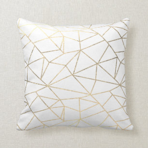 Stylish elegant white gold geometrical throw pillow