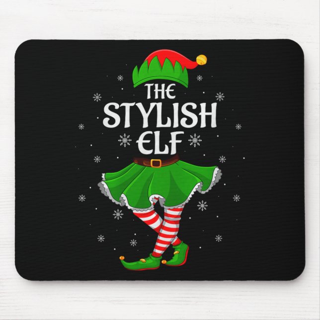 Stylish Elf Christmas Family Girls Women Elf Squad Mouse Pad (Front)